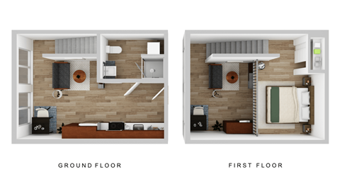 Floor plan for 1 bed, 1 bath, 532 sqft